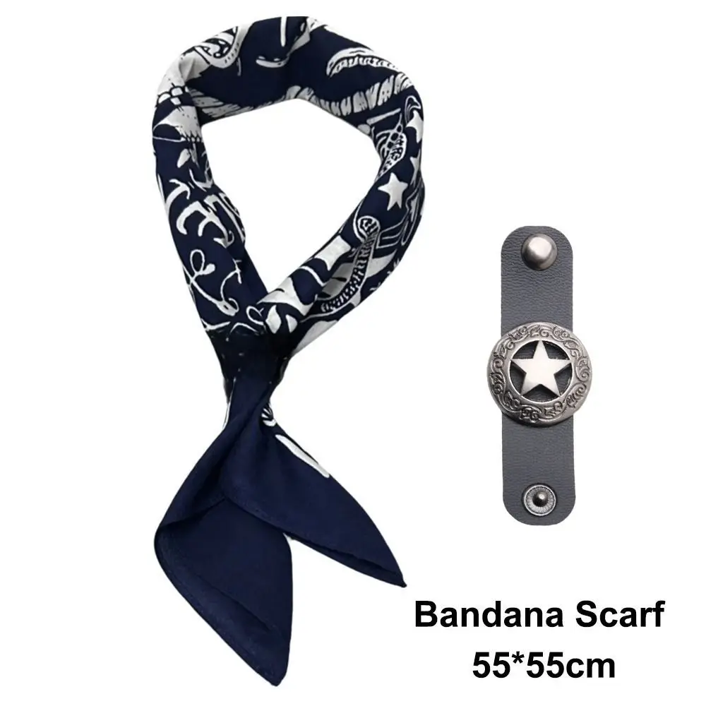 Fashion Oversized Bandana Scarf Western Style With Floral Buckle Hip Hop Head Scarf Cotton Square Scarves Headwear
