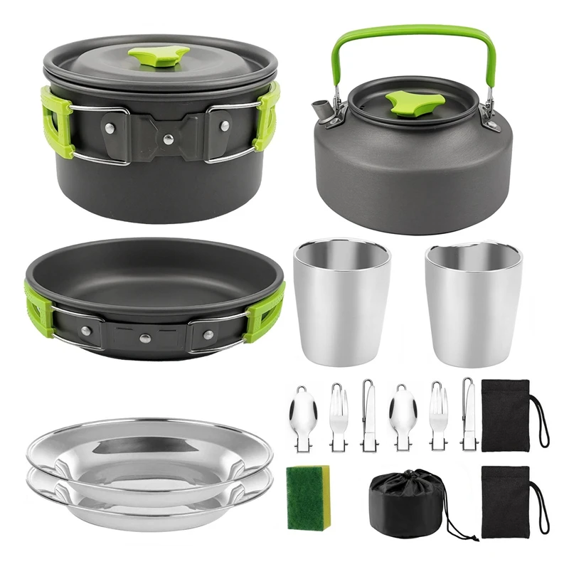 

Camping Cookware Portable Pot Pan Cup Teaport Set Folding Outdoor Cooking Set Hiking Picnic Tableware Equipment