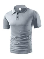 Polo d'été à manches courtes pour hommes, couleur unie, t-shirts à boutons, léger, revers, Streetwear, respirant, basique 6