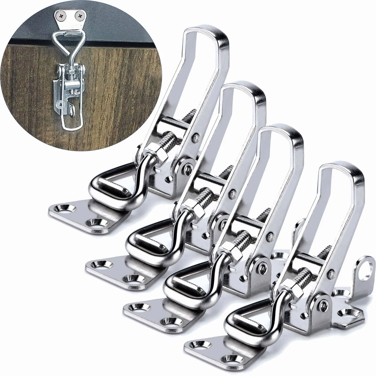 MY MIRONEY 4-Pack Stainless Steel Toggle Latches - Spring Loaded Draw Latch For Cabinets & Boxes