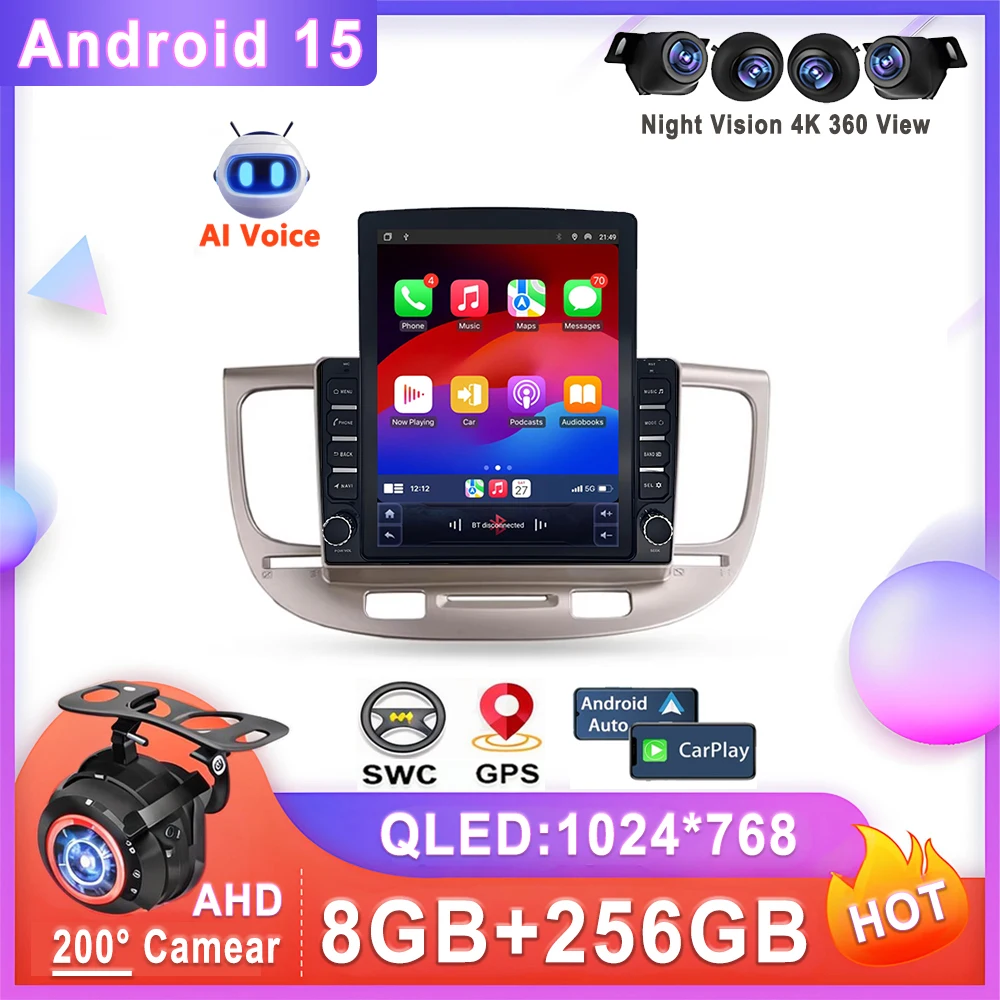 9,7 "Android 15 para Kia RIO 2 RIO2 2005 - 2011 Radio de coche reproductor de vídeo Multimedia navegación estéreo GPS pantalla de unidad principal 2Din 1