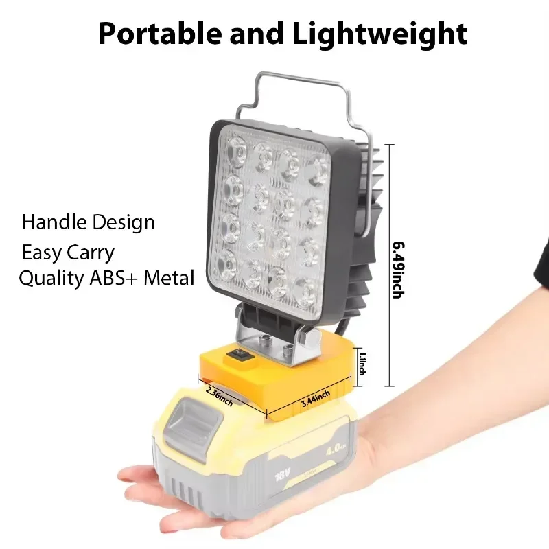 Work Light Flashlight for Dewalt 18V 20V Lithium Battery Cordless