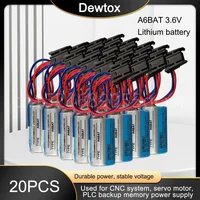 20pcs Genuine A6BAT 3.6V Programmable Controller Battery for CNC System Servo 1700mAh with Plug ER17330V Lithium 2/3A Battery 1