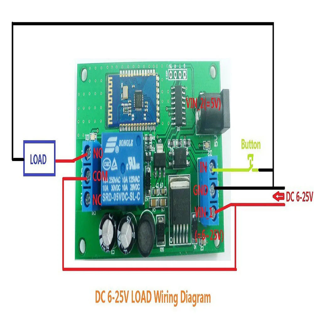 

DC 6-25V 2.4G 1Ch Wireless Bluetooth Relay Mobile Remote Control Switch Control Device iot Smart Home V2.1+EDR Bluetooth Relay