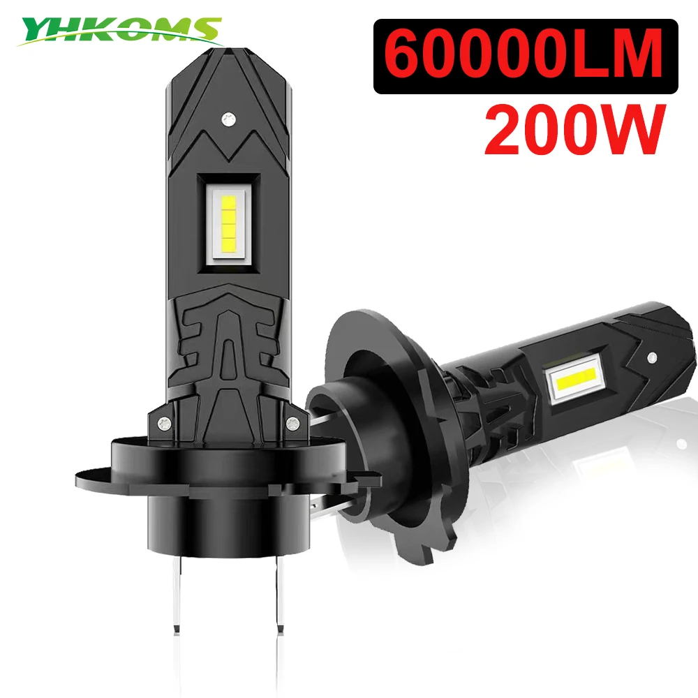 H7 LED 200W High Power H7 Socket LED Car Headlight Turbo Bulb 6000K 60000LM CSP Chip Mini Led Light Plug & Play 2Pcs