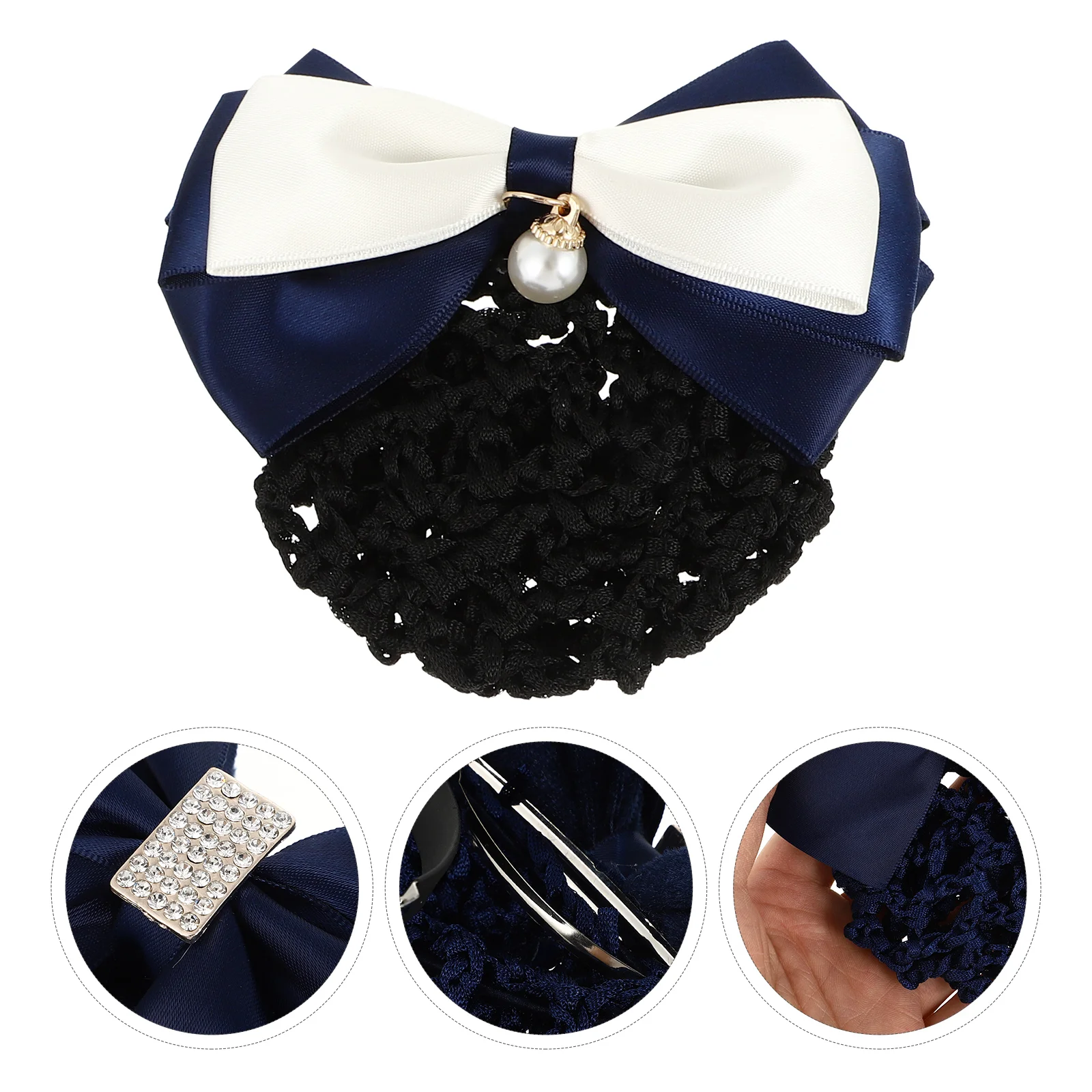 

3PCS Bow Hair Net French Hair Snood Mesh Elastic Hair Bun Cover for ( )