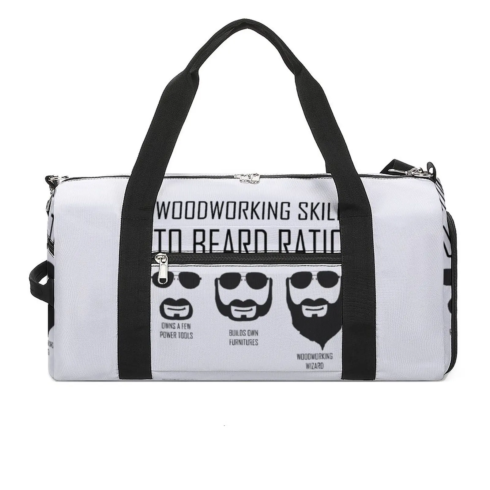 

Funny Woodworking Gym Bag Skill To Beard Ratio Essential Travel Training Sports Bags Couple Design Retro Fitness Bag Handbags