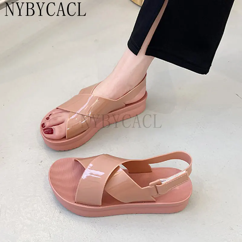 

Sandals Women Summer 2022 PVC Platform Ladies Jelly Shoes Slip-on Comfortable Causal Thick Bottom Female Sandal Woman Sandals