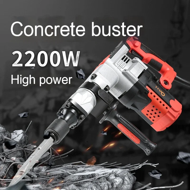 

2200W 220V Crushed Electric Pick Industrial Grade Single Slot Disassembling Wall Crusted Concrete Electric Demolition Hammer