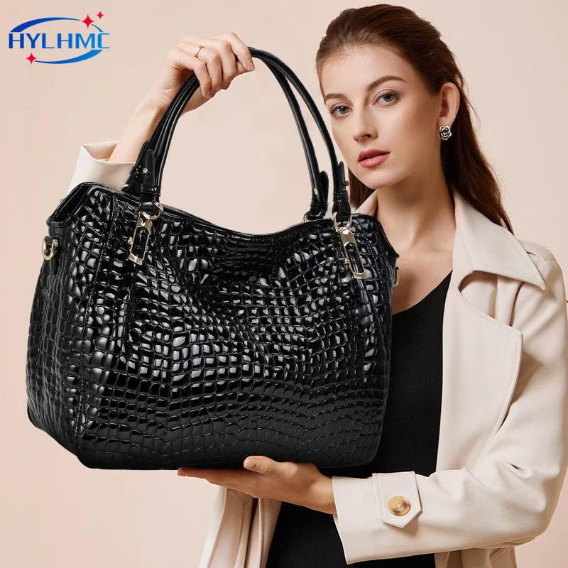 Luxury Brand Women's Bags Commuter Crocodile Pattern Leather Women Handbags  Portable Shoulder Large Capacity Vertical Tote Bag - AliExpress