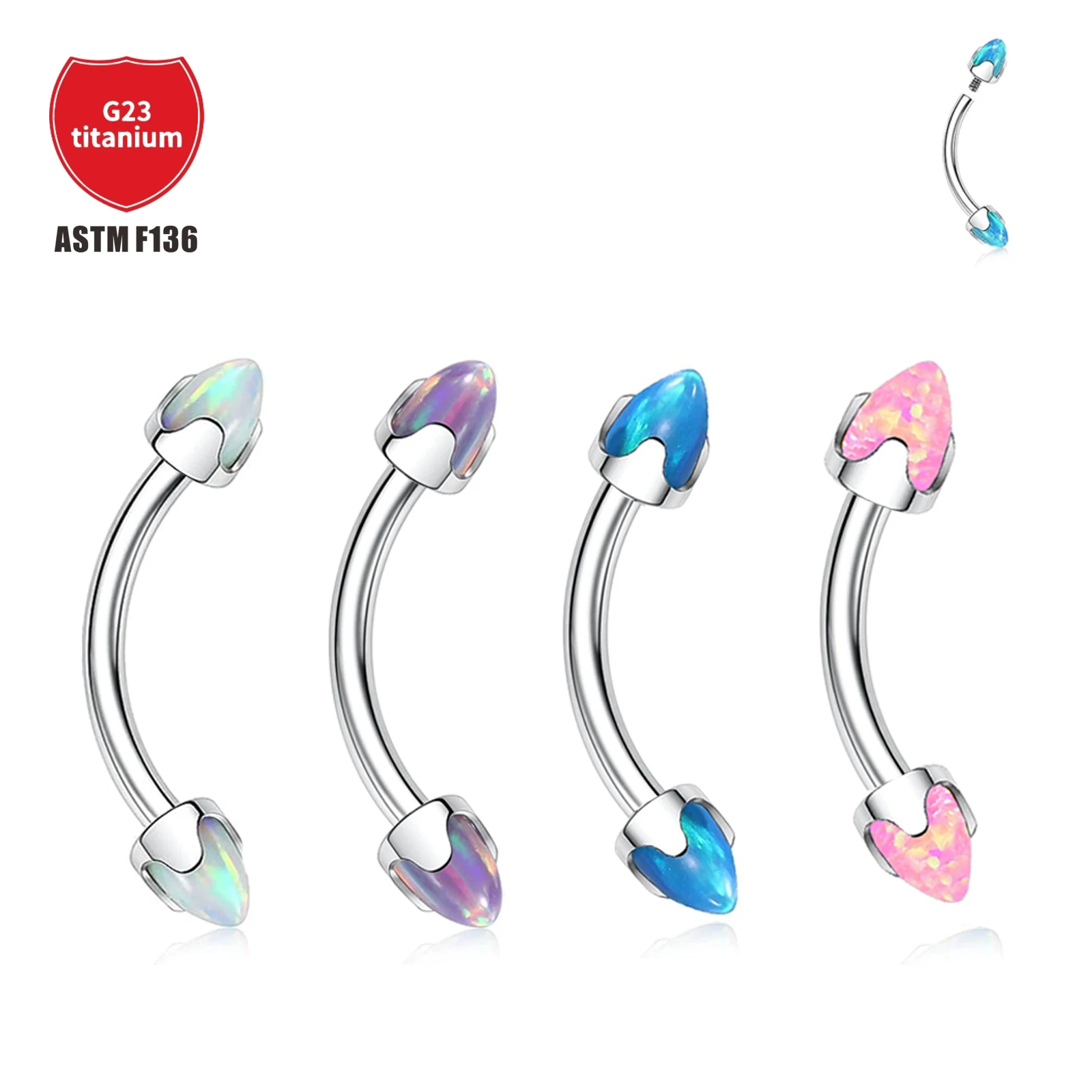 

1 Pcs F136 Titanium Opal Pointed Conical Head Earrings 16G Internal Thread Punk Style Eyebrow Stud Body Piercing Jewelry