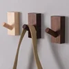 Beech Wood No Punching Black Walnut Hook Entrance Wall Hanging Clothes Clothing Store Single Adhesive Hook 5