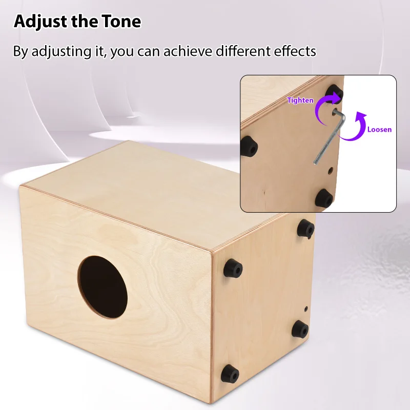 Cajon Box Drum Birch Sitting Drum Wooden Box Travel Drummer Percussion Instrument Anti-Slip for Beginners Party