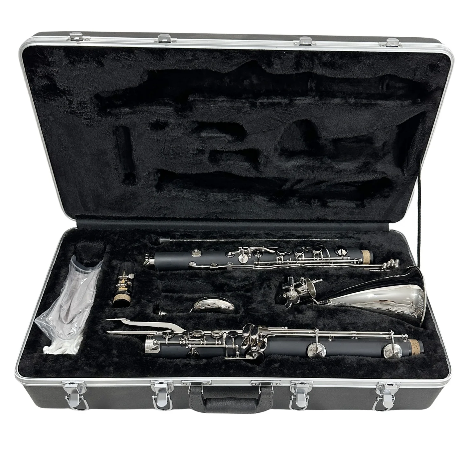 New Silver Plated Keys Bass Clarinet LOW EBb Tuning Black Tube Clarinet ABS