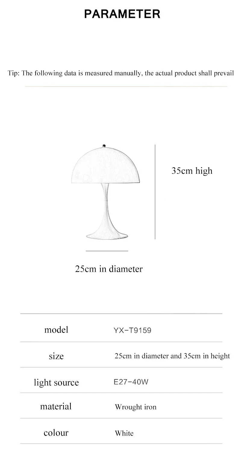 Description Picture 4 of itemModern Fashion Mushroom Table Lamp Luminaire for Bedroom Bedside Living Room white Desk light indoor Art lighting Decor