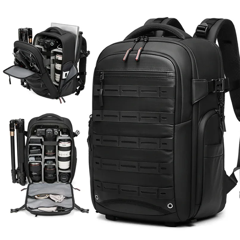 Men's travel professional DSLR camera backpack with tripod, detachable into drone backpack, outdoor 16 inch laptop backpack