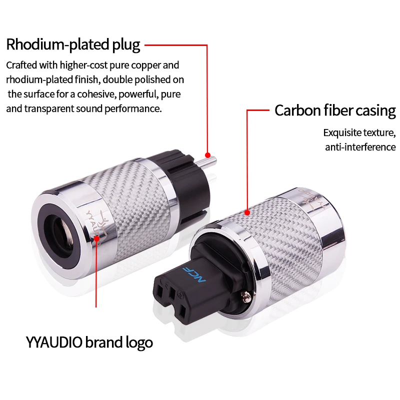 YYAUDIO Hifi EU 전원 플러그 IEC 오디오 커넥터 하이엔드 탄소 섬유 로듐 도금 공급 플러그 커넥터 어댑터 15A/250V