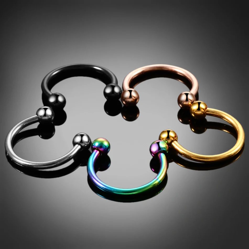 Piercing Jewelry 1PC Nose Horseshoe Ring Nose Septum Ring G23 Titanium Circular Piercing Ear Cartilage Tragus Body