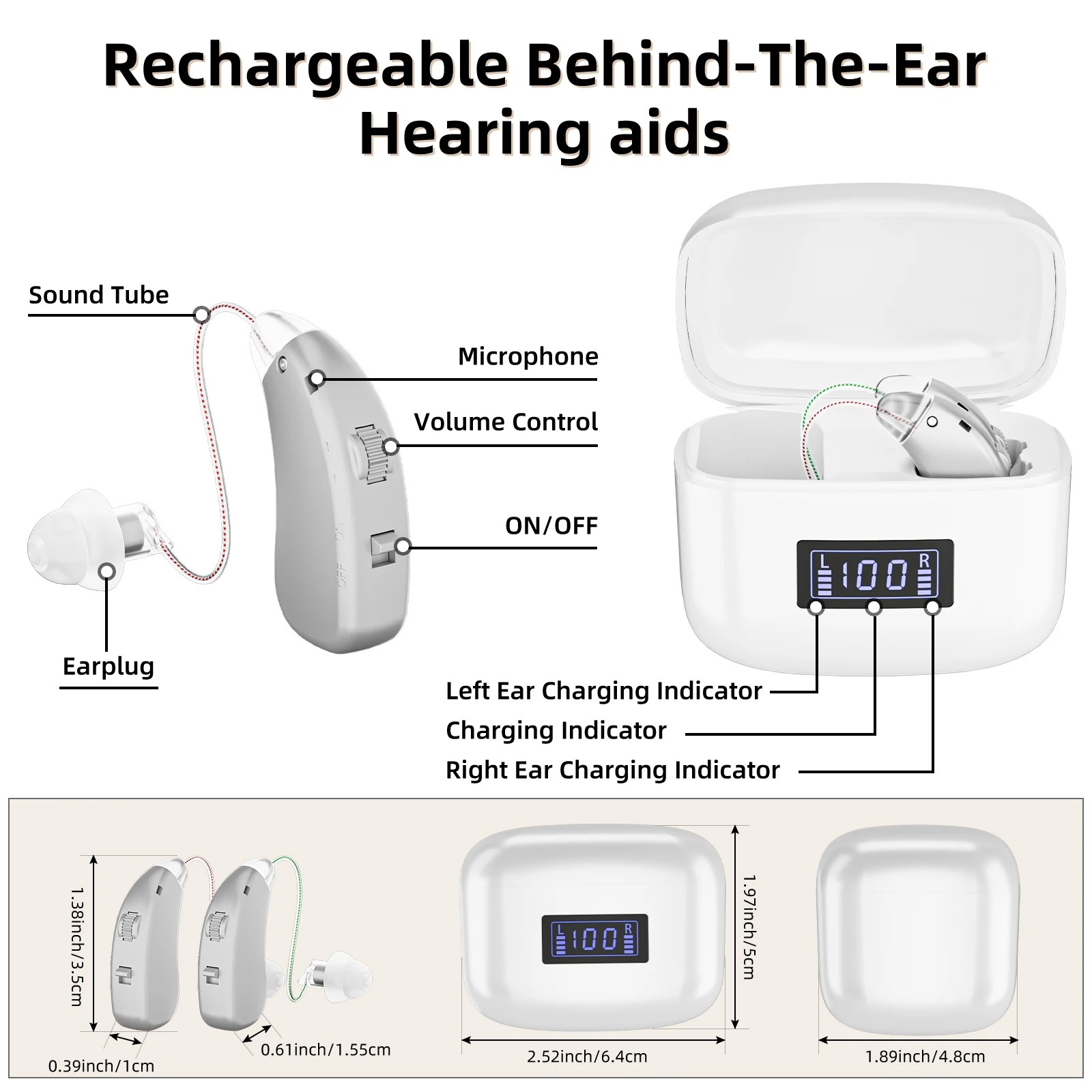 Rechargeable Hearing Aids Adults Invisible Digital Ear Amplifiers Volume Control for Hearing Loss 4