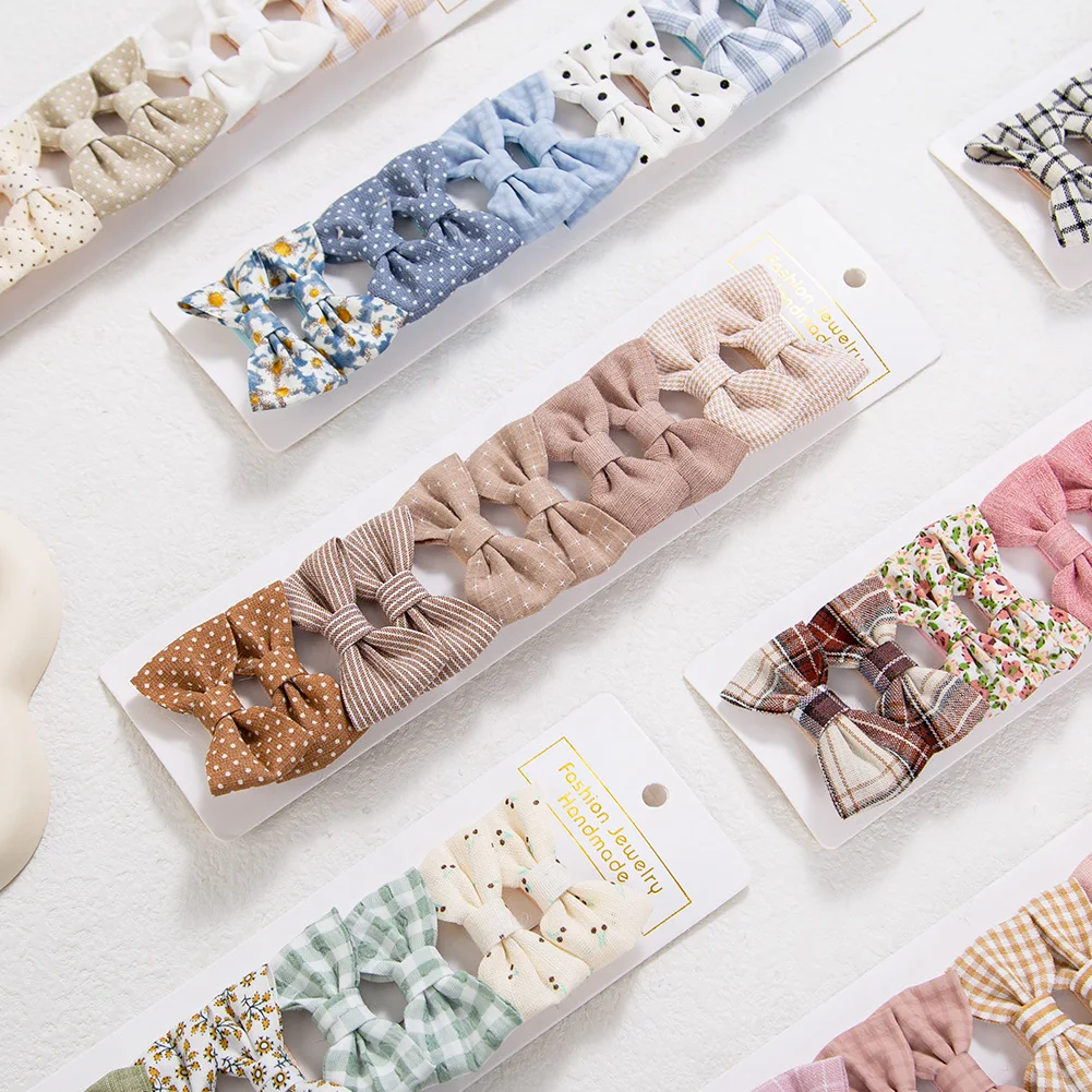 10 개/대 미니 머리 활 클립  소녀 귀여운 Froal 인쇄 격자 무늬 Hairbows 체크 무늬 깅엄 머리핀 한국어 안전 키즈 모자를 쓰고 있죠