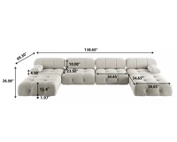 Sdorens 138" Modular Sectional Couch Modern U-Shaped Minimalist Velvet Sofas for Living Room Deep 4-Seat Sofas with 2 Ottomans 3