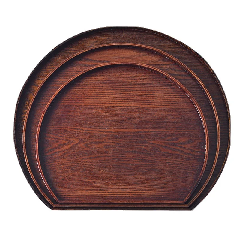 Wooden Serving Tray Half Moon Tray Salad Plate Nuts Bread Storage Dessert Plate for Farmhouse Kitchen Table Living Room Office