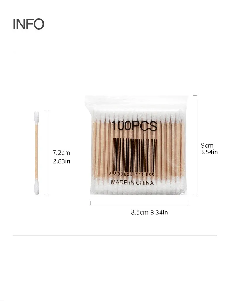 Double-ended Cotton Swabs 100pcs Per Pack 5 Packs Baby Cotton Swabs Ear Cleaning Sticks Healthy Cleaning Tools cotton swabs