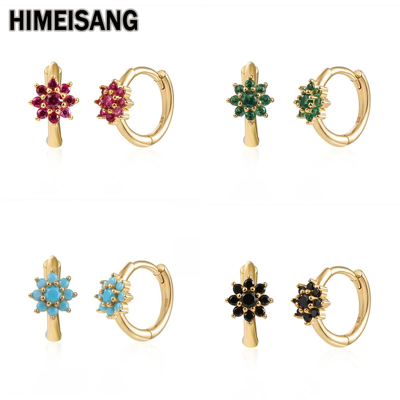 

Женские серьги-кольца HIMEISANG, серьги с разноцветным цирконом и золотым покрытием, серьги-кольца для пирсинга, ювелирные изделия для девушек