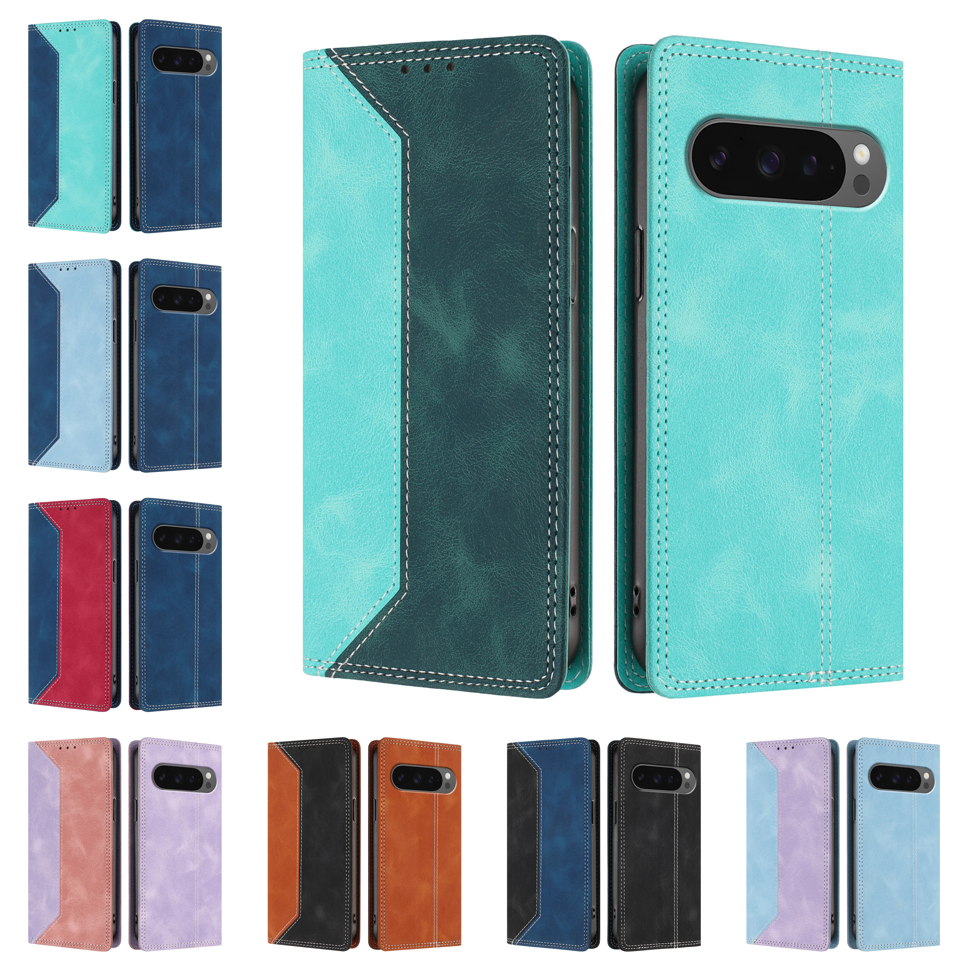 Magnetic Leather Wallet Case with RFID Blocking & Shockproof Protection
