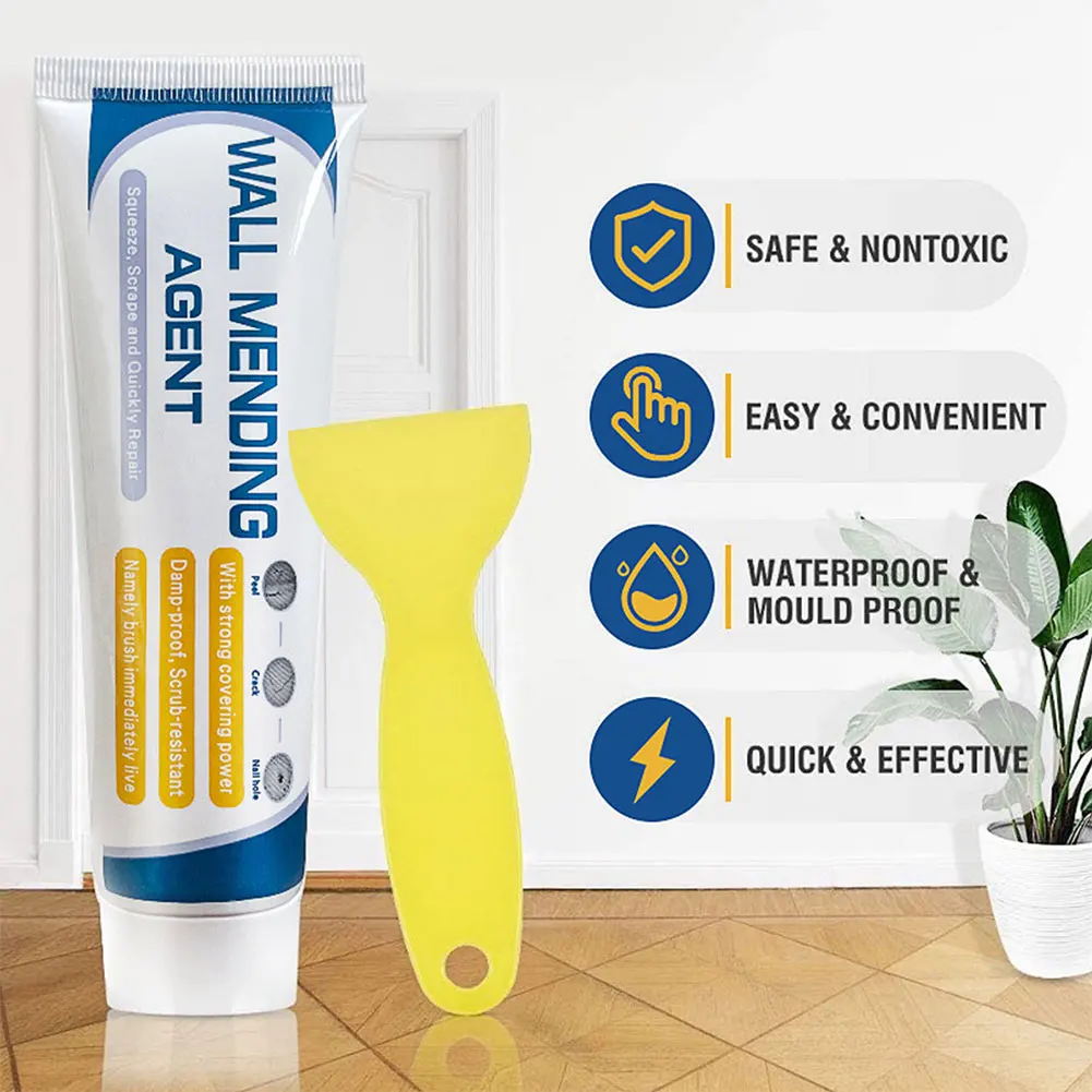 Wall Mending Agent  Strong Adhesion Wall Repair Cream with Scraper Paint Valid Mouldproof Quick-Drying Patch Nail Hole Restore