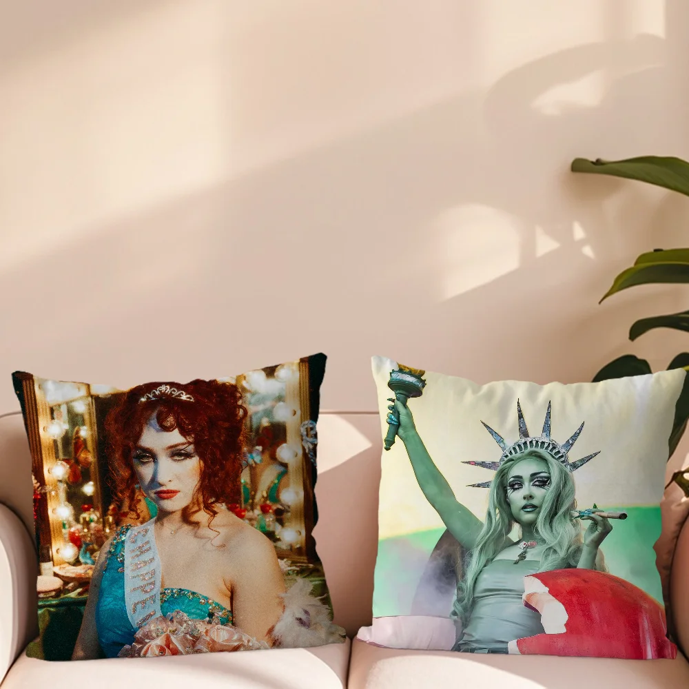 Hot Singer Chappell Roan Pillow Case Sofa Living Room Bedroom Headboard Backrest Cushion Square Cushion Nap Time 3