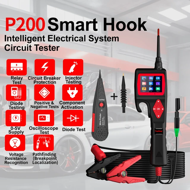 Topdiag P200 قوة التحقيق السيارات جهاز فحص الدائرة الكهربائية 9 فولت-30 فولت بطارية التتابع حاقن تفعيل أداة تشخيص السيارة