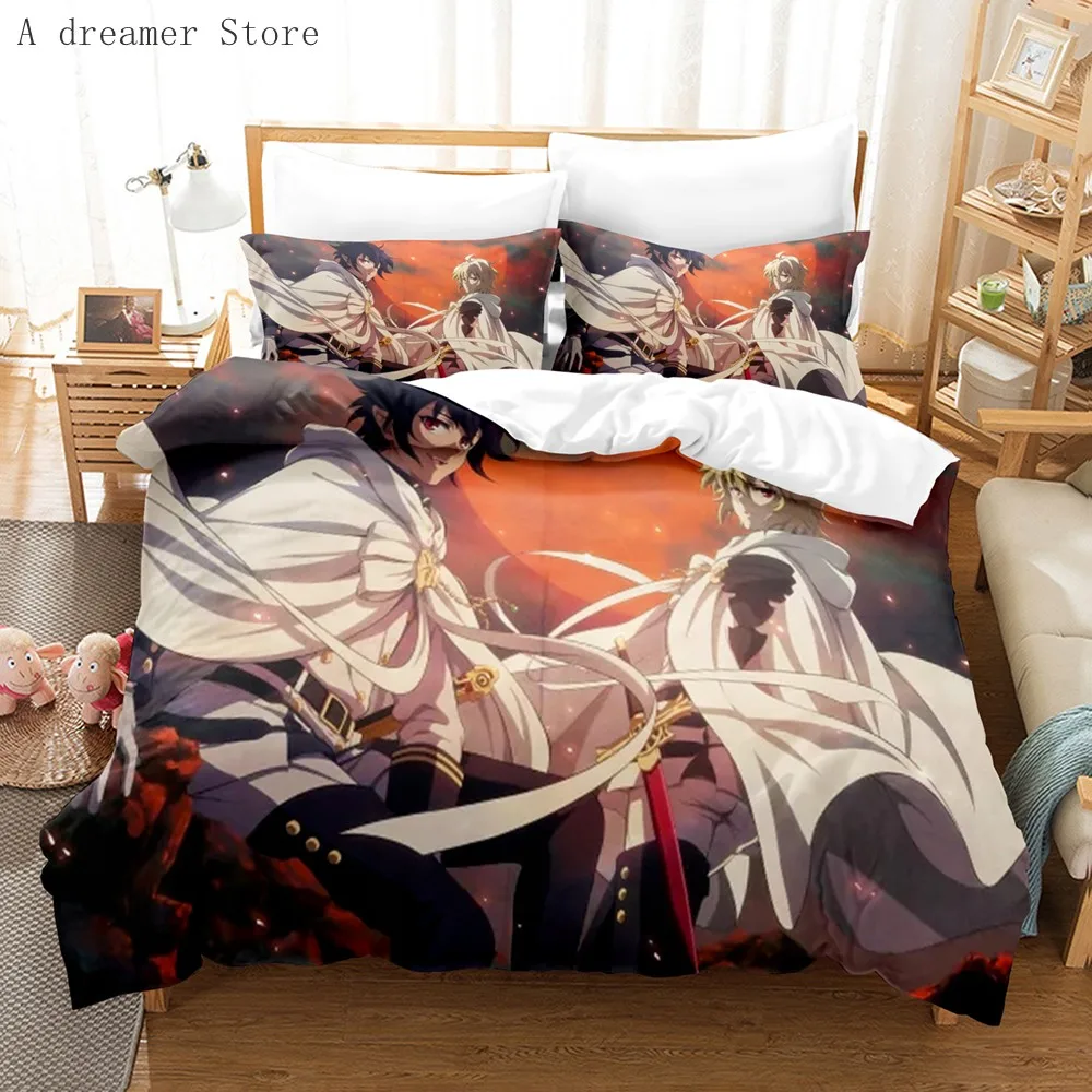 

Anime Seraph of the end 3D Print Bedding Set Cartoon Duvet Covers Pillowcases Double Size Bedclothes Decoration Home Textiles
