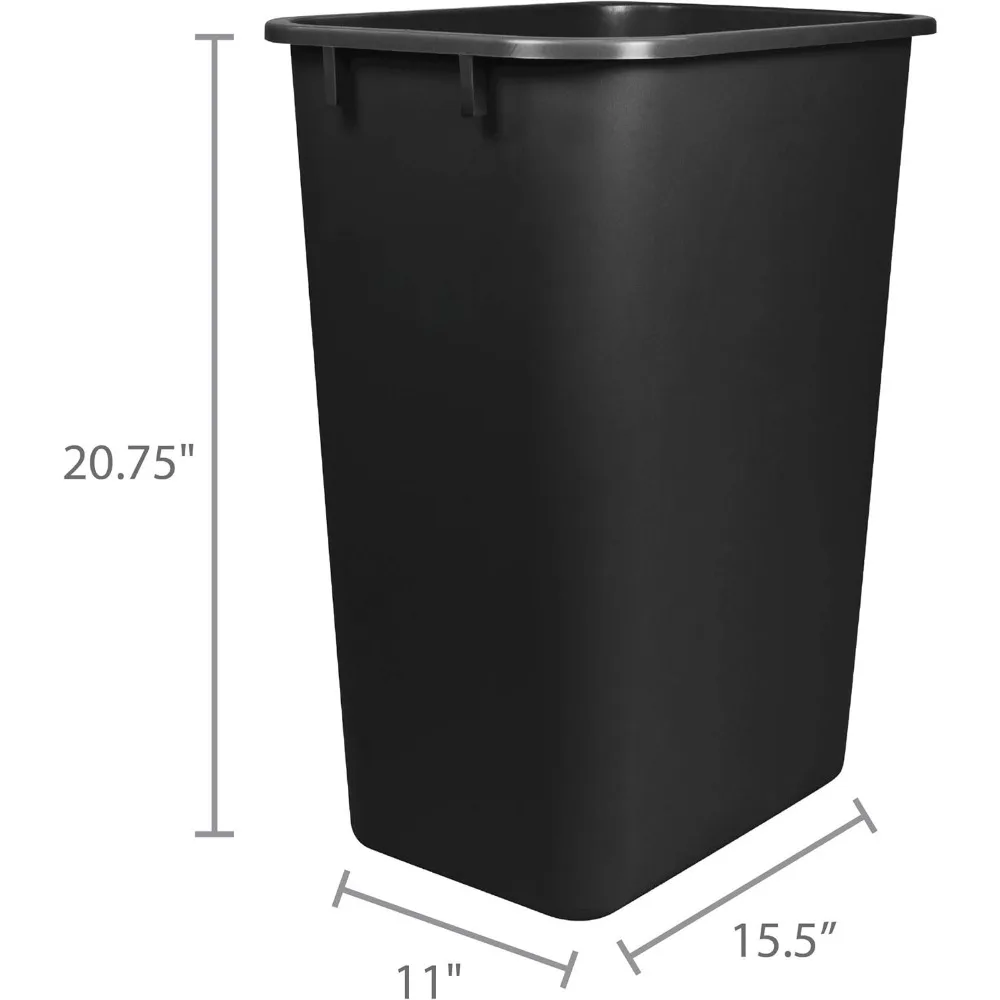 Large 10.25 Gallon Trash Bin – Plastic Garbage and Waste Bin for Office and Home, 15 x 11 x 20.75 Inches, Obsidian 3
