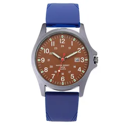 Men's Fashion Casual Silicone Band Quartz Watch with Date Feature (Blue coffeesilicone)