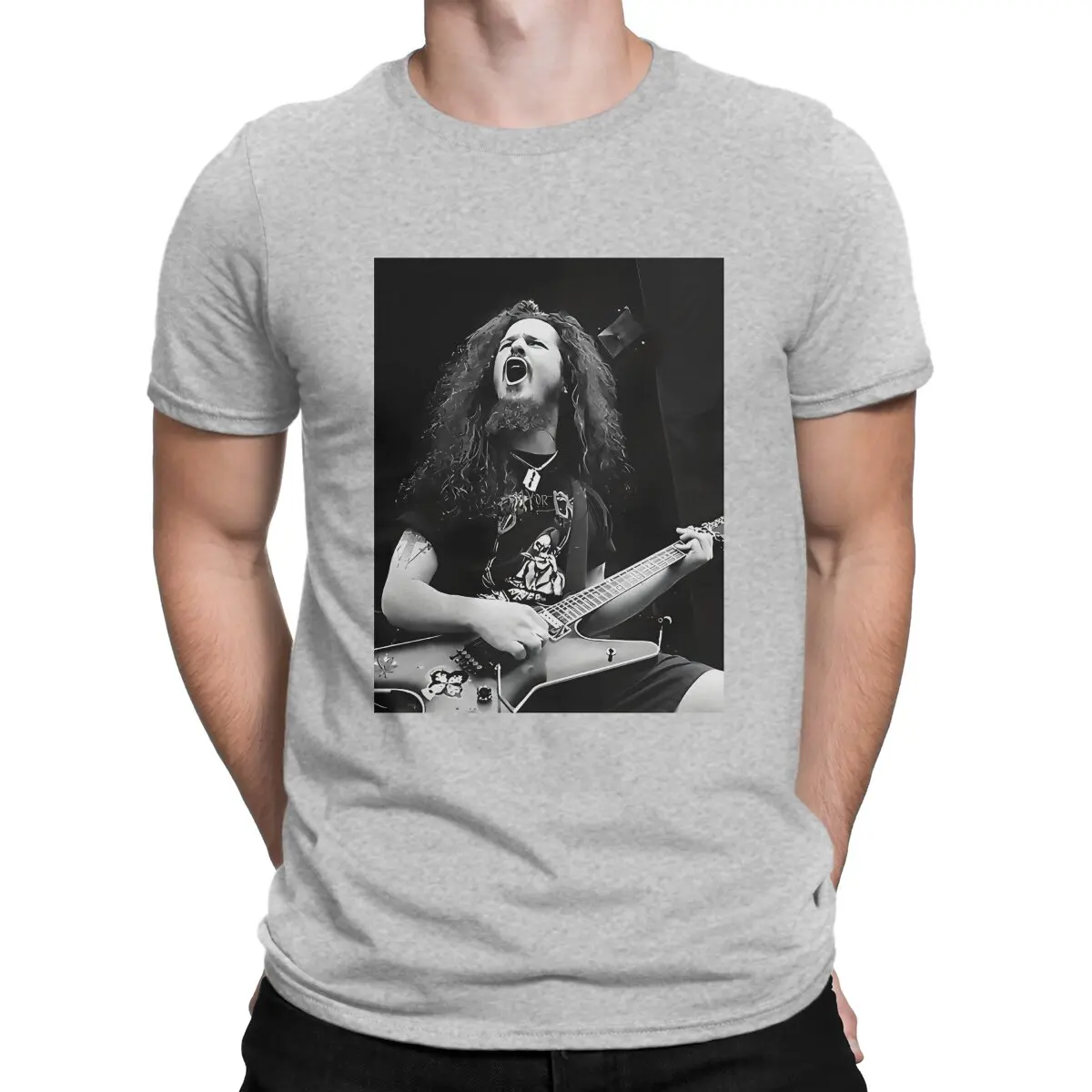 thumbnail image 1 of Camisetas casuales de algodón puro de Dimebag Darrell, de manga corta, estilo cantante y guitarrista vintage, con cuello redondo, para regalo de cumpleaños, 1 of 7