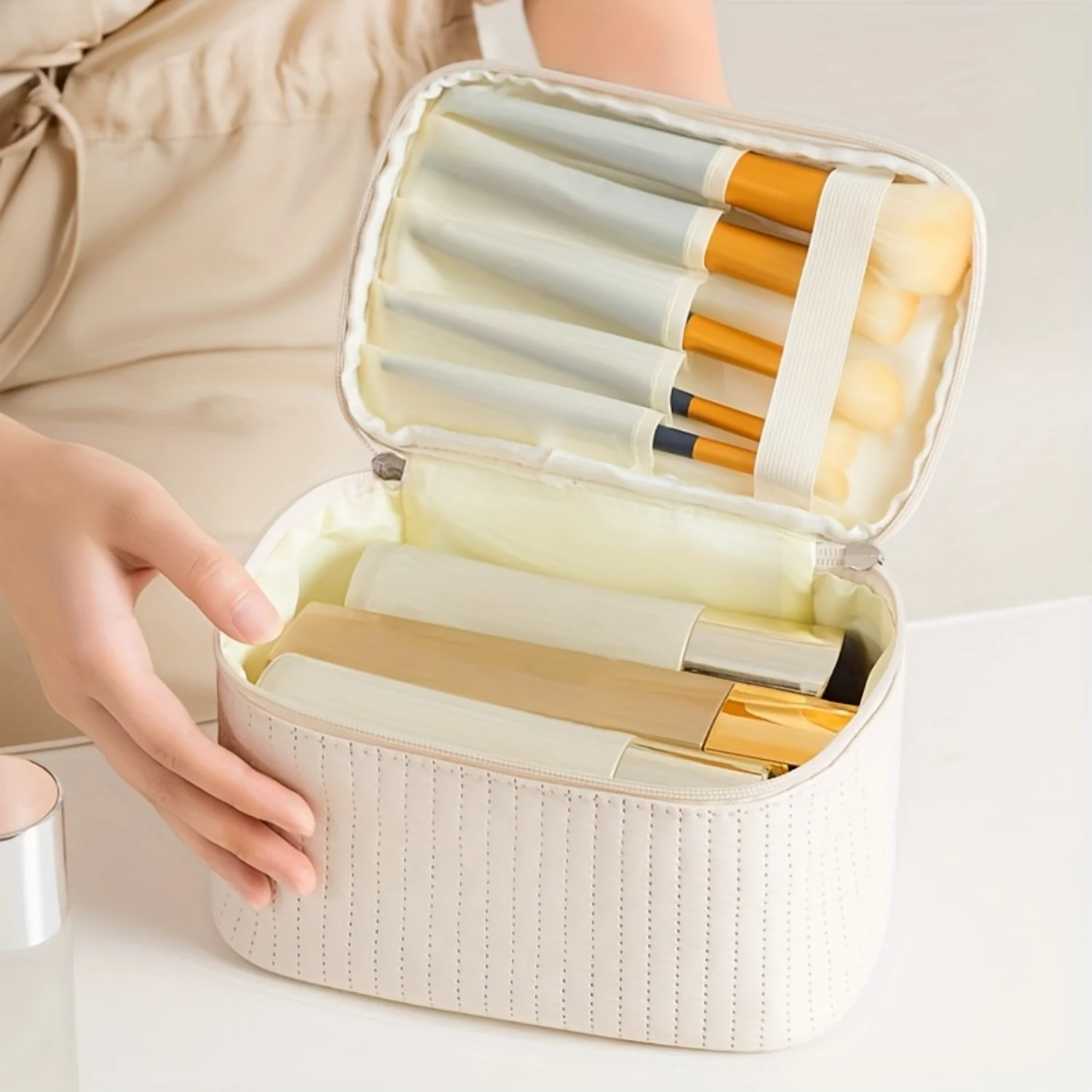Waterproof Makeup Bag Organizer for Women - Spacious with Multiple Compartments for Travel Toiletries - Keep Your Cosmetics Safe 3