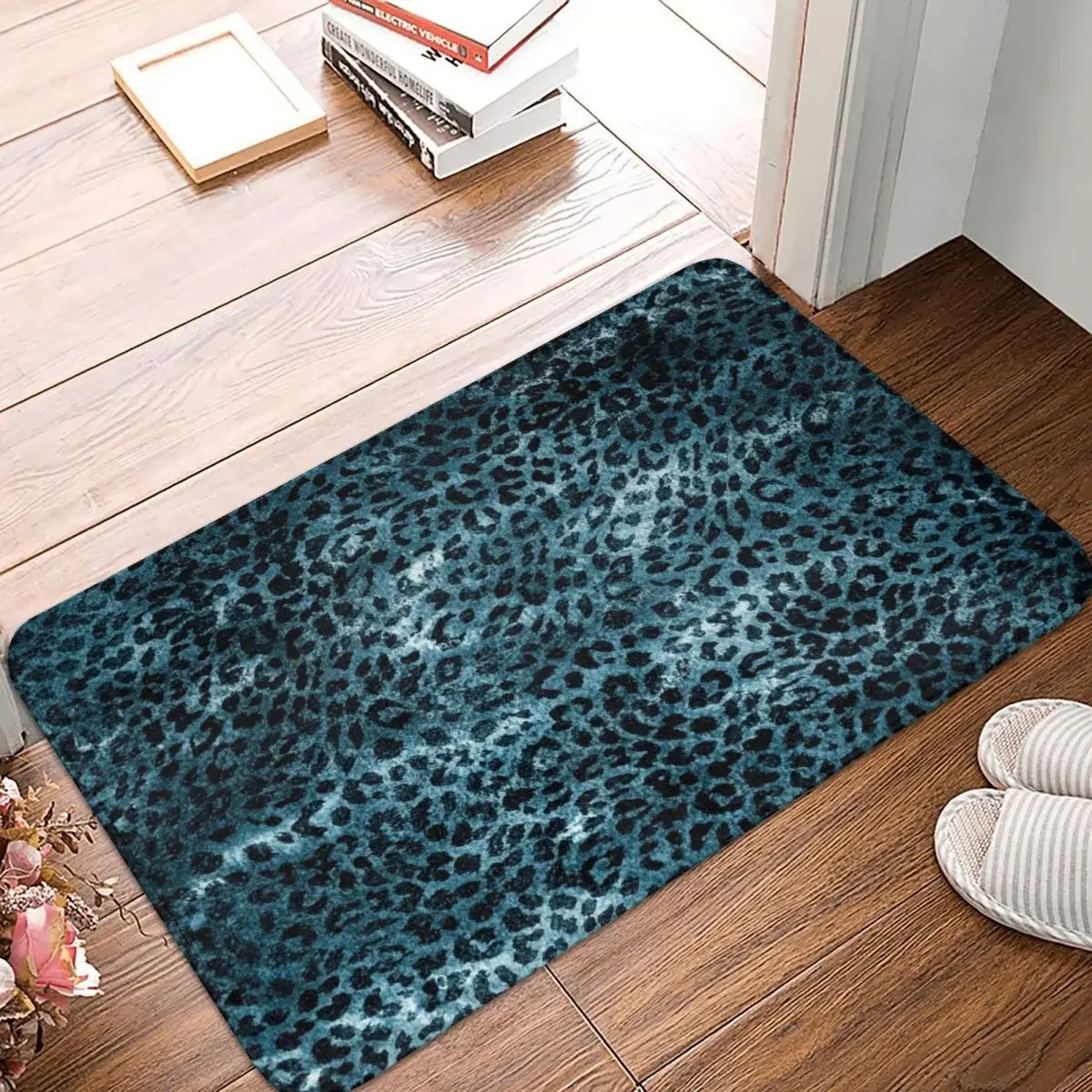 

Blue Leopard Animal Doormat Polyester Floor Mat Cushion Carpet Kitchen Entrance Home Rugs Mats Bedroom Anti-slip Footpad