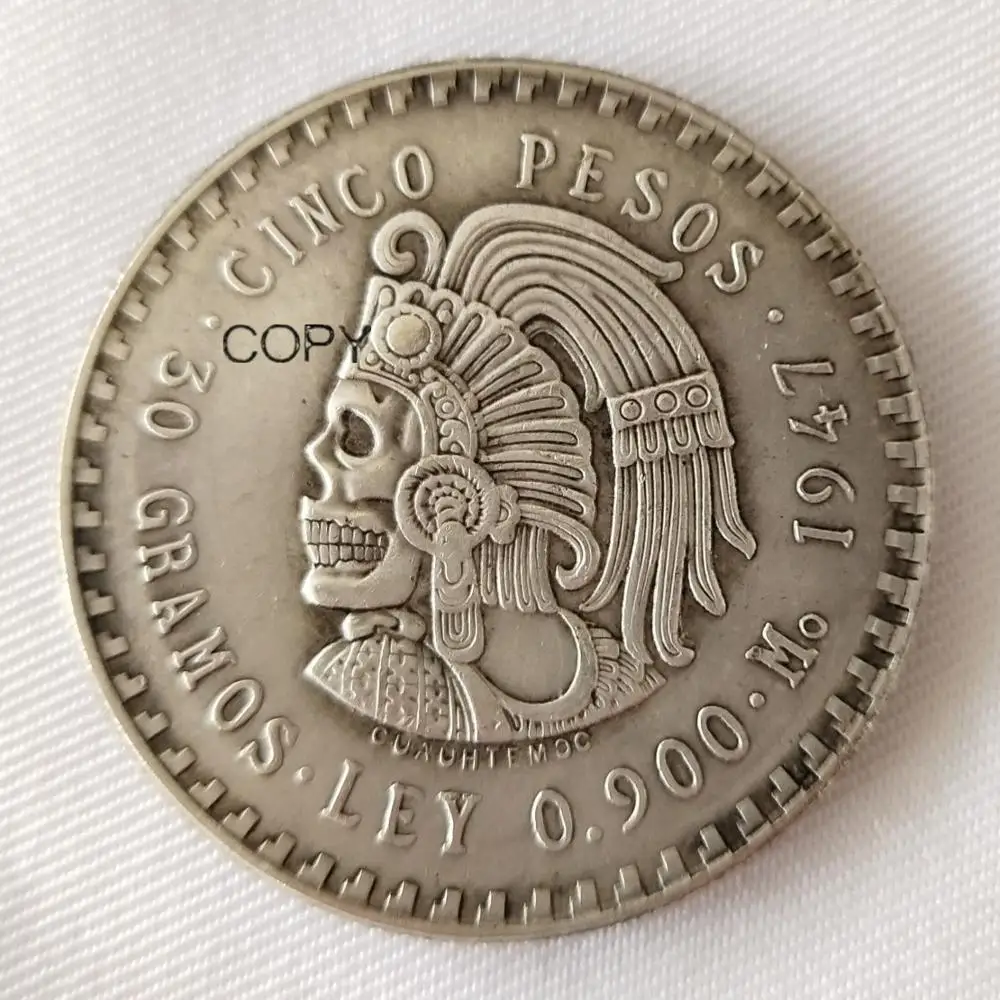 Normale O Hobo 1947 O 1948 Messico 5 Pesos Argento Placcato Argento Straniero Copia Monete