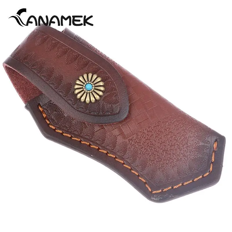 

1PCS Cowhide Leather Fold Knife Sheath Scabbard Straight Pocket Sheath Cover Pants Protector Knife Cover