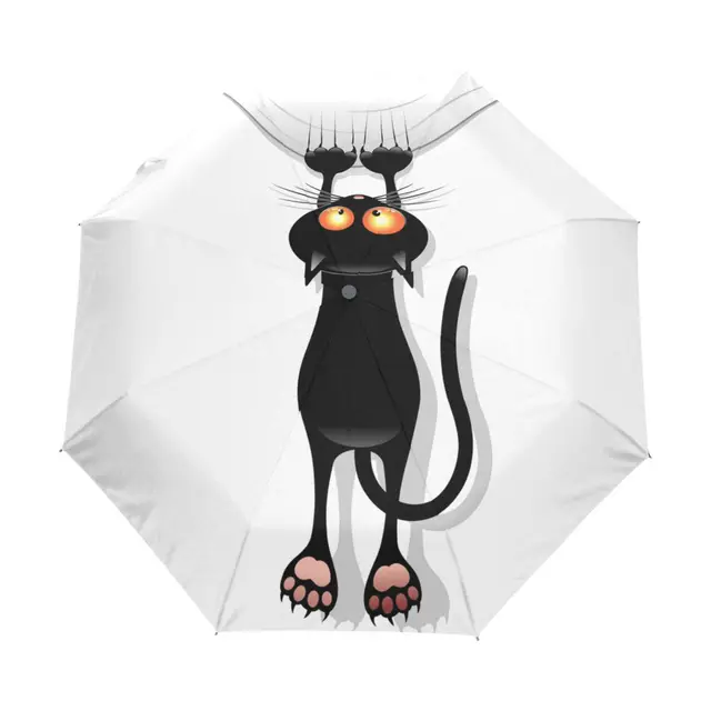 Rajzfilm Macska Karcolás Hordozható Esernyő Eső Nők Napvédelem Elleni Uv-Os Bevonás Automatikus Esernyő, Parasol 8 Bordák