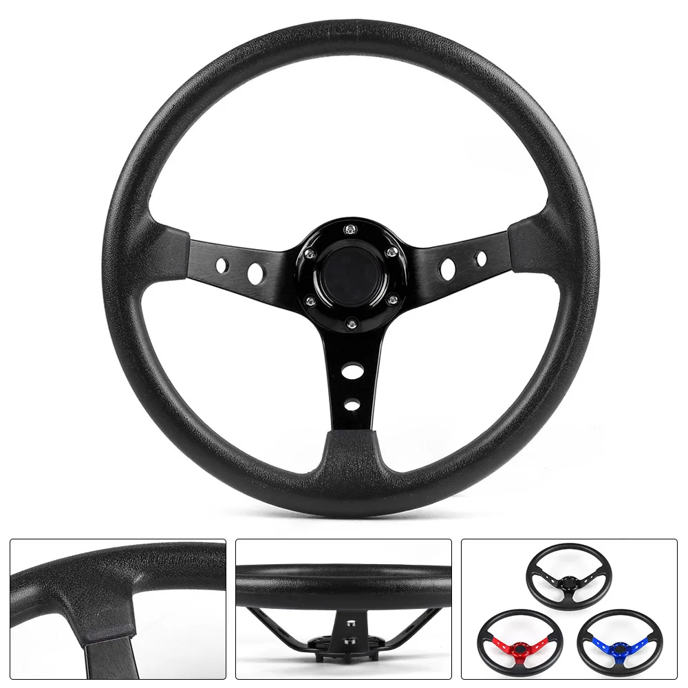 Steering Wheels 14inch 350mm Racing PU Leather Aluminum Alloy Deep Corn Dish Sport Drifting Universal