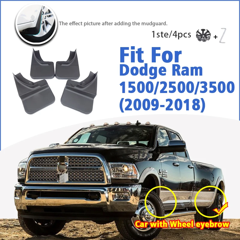 닷지 RAM 1500/2500/3500 2009-2018 4 세대 머드플랩 머드가드, 자동차 액세서리, 자동차 스타일라인 스플래시 가드 펜더