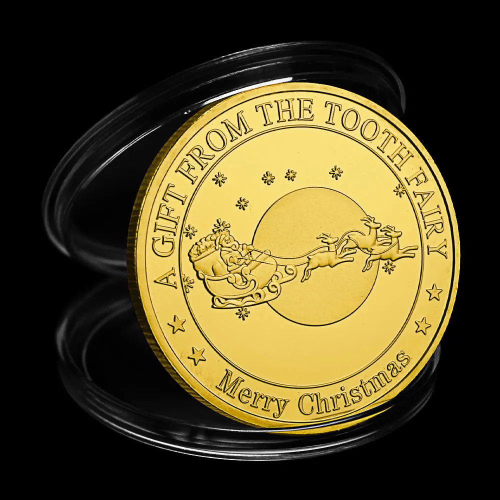 A Gift From The Tooth Fairy Merry Christmas Santa Claus Collectible Gold Plated Souvenir Coin Commemorative | Дом и сад
