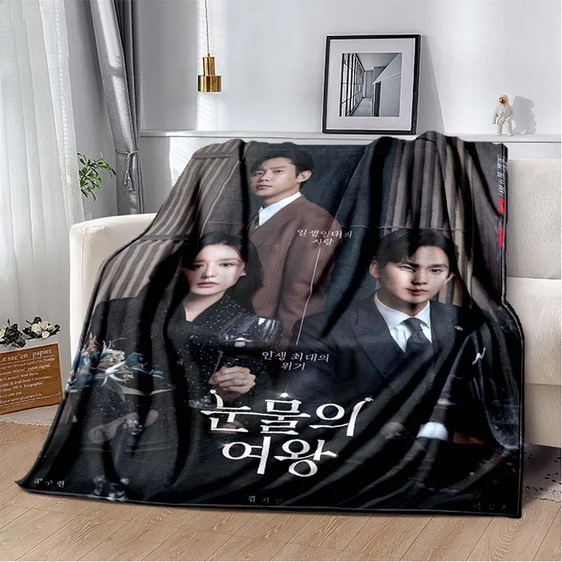 

Queen of Tears TV HD Print Flannel Blanket Soft Plush Sofa Throw Living Room Bedroom Warm Throw Blanket Modern Home Decor Gift