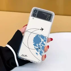 Love Heart Couple Transparent Clear Phone Case Cover - Galaxy ZFlip 3 (Style 1)