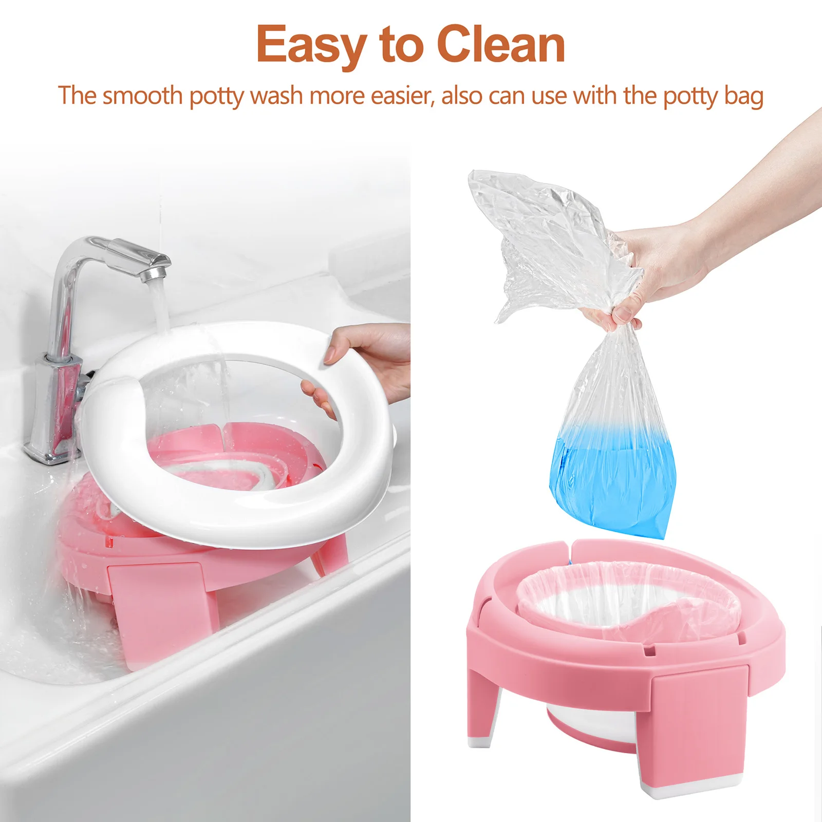 TYRY.HU Baby Portable Toilet Multifunction Pot Silicone Baby Folding Potty Training Seat 3 in 1 Travel Training Chair Toilet Pot 6