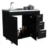 Ferretti Utility Sink with Three Drawers and Double Door Cabinet Black 5