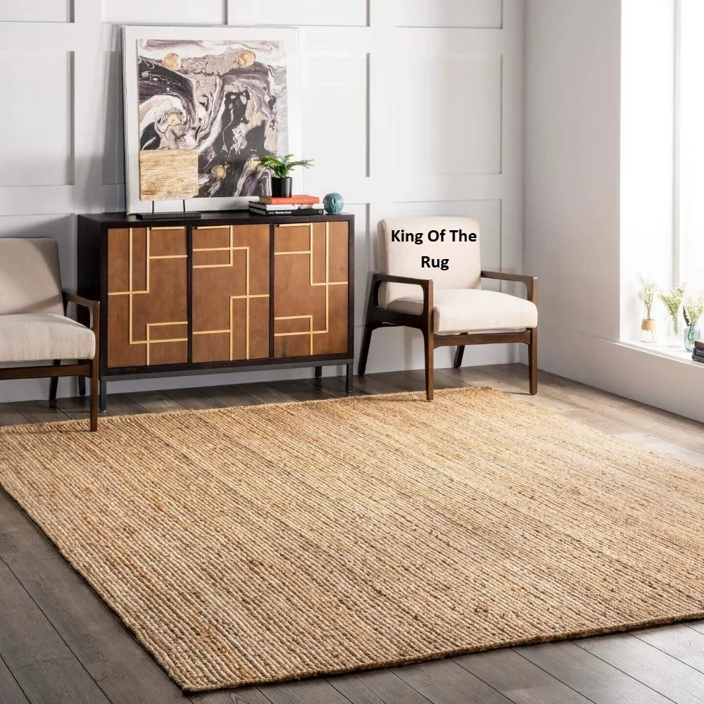 

Rug Runner Jute Carpets for Living Room Rectangle Handmade Natural Rustic Look Braided Style Reversible Rugs for Bedroom