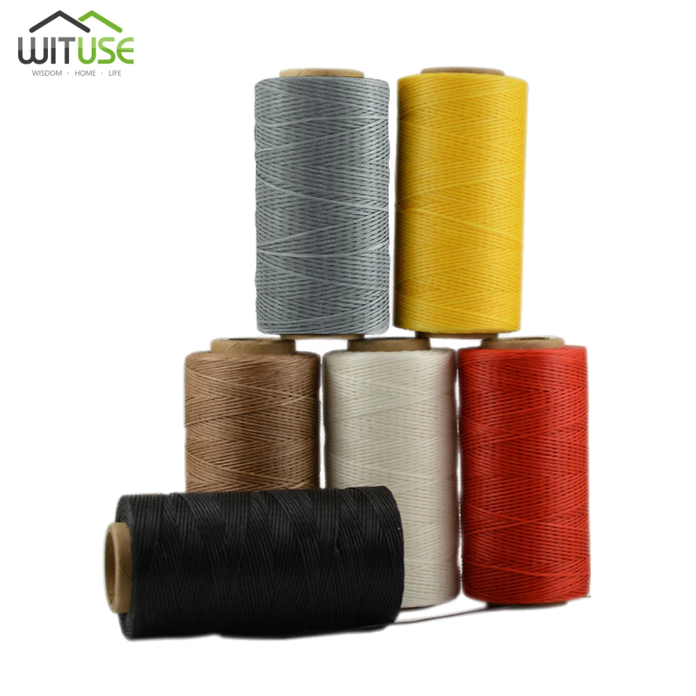 Flat Waxed Thread (White) - 284Yard 1mm 150D Wax String Cord Sewing Craft Tool Portable for DIY Handicraft Leather Products Beading Hand Stitching